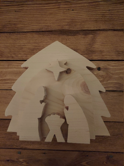 Wood Nativity Scene