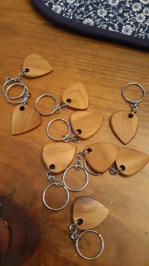 Wood Guitar Pick Keychains