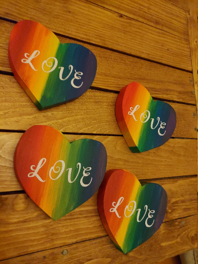 Rainbow LGBTQ wood coasters