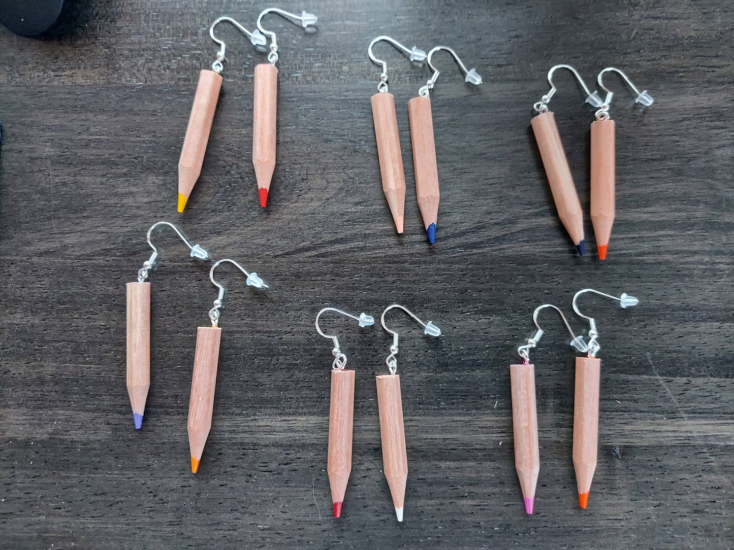 Colored pencil earrings