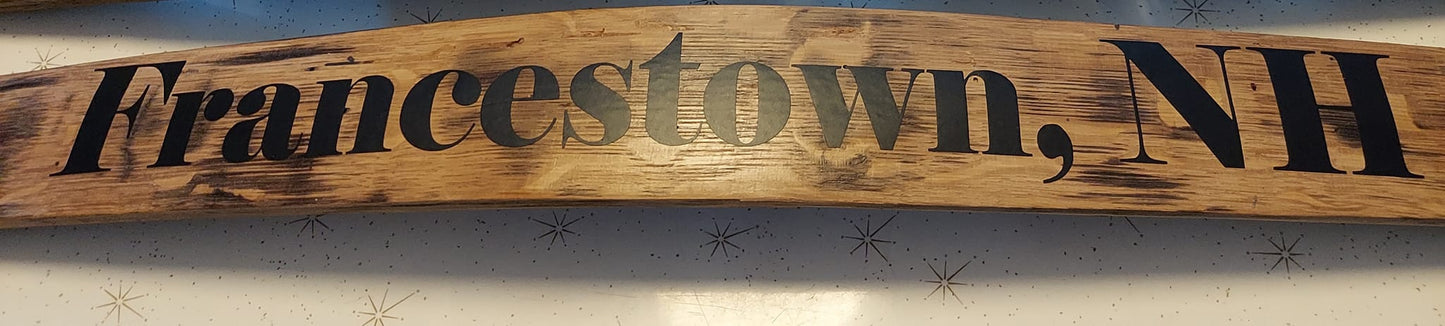Town Barrel Stave Sign