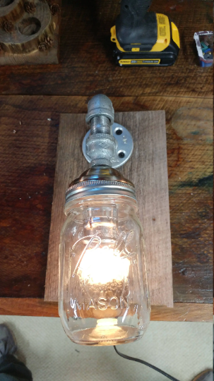 Industrial Mason Jar wall light