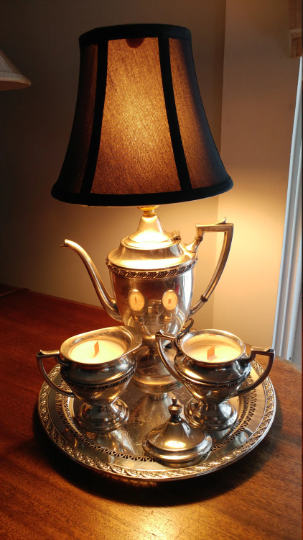Teapot lamp and candles