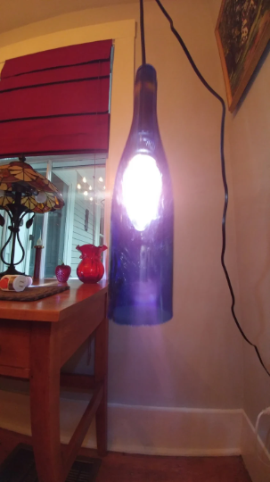 Wine bottle pendent light