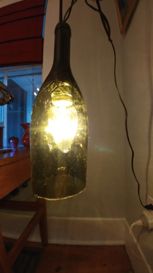 Wine bottle pendant light