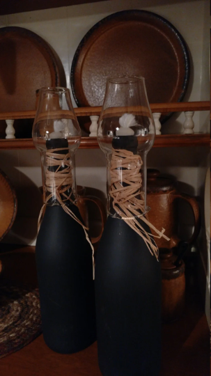 Wine bottle oil lamps