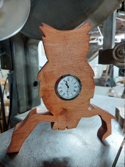 Owl Wood desk clock