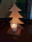 Wood Christmas tree votive light