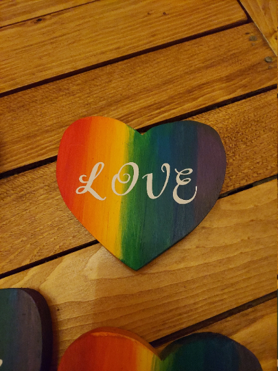 Rainbow LGBTQ wood coasters