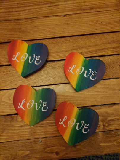 Rainbow LGBTQ wood coasters