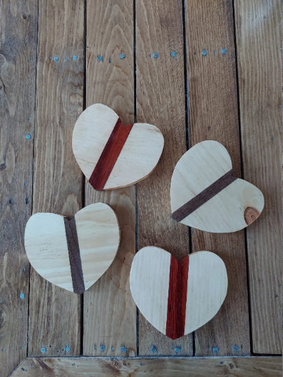 Heart wood coasters